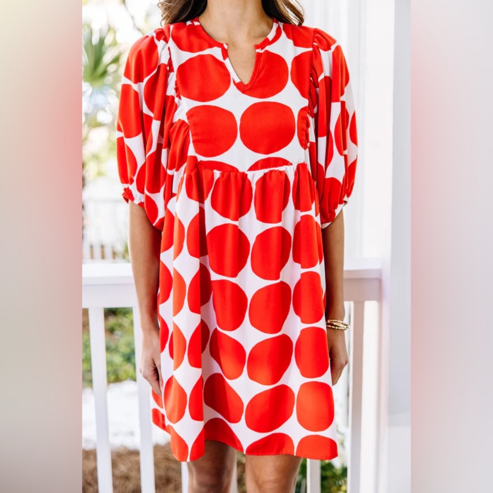 On My Mind Red Polka Dot Dress - M